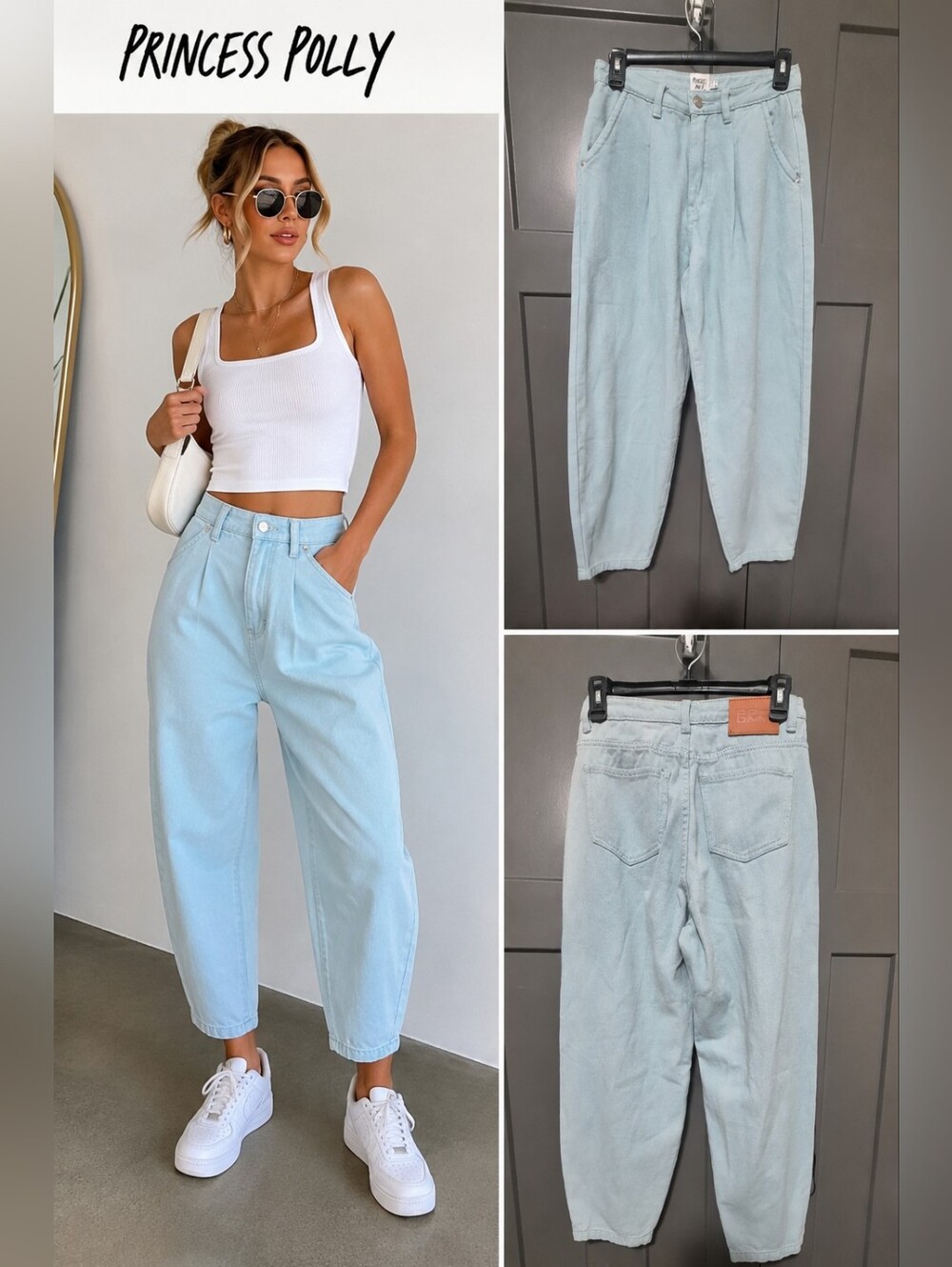 Princess Polly Barrel Leg Jeans High Rise Cropped Women's US 4 AU 8
